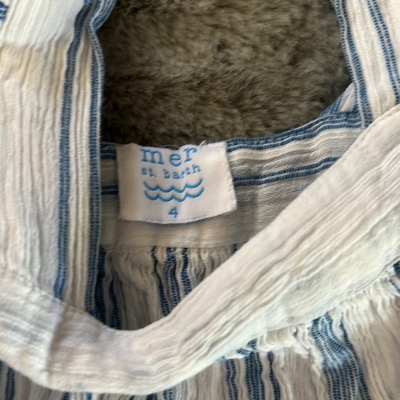 Striped Blue and Pink Kids Dress - Picture 3 of 5